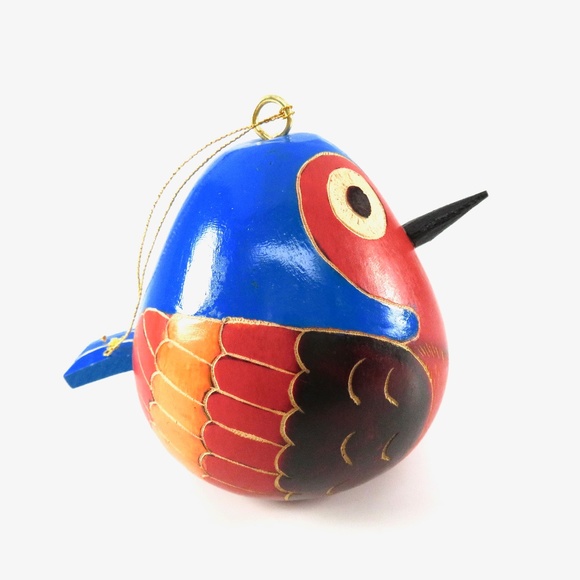 Bird Gourd Ornament, Hand-Painted, Whimsical - Picture 2 of 8